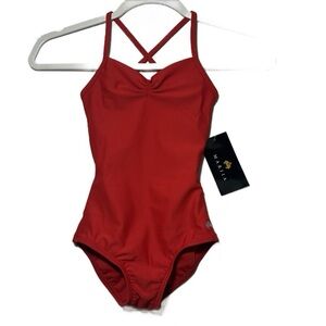 Mariia Crown Red Dance camisole style‎ dance ballet leotard Costume CS NWT